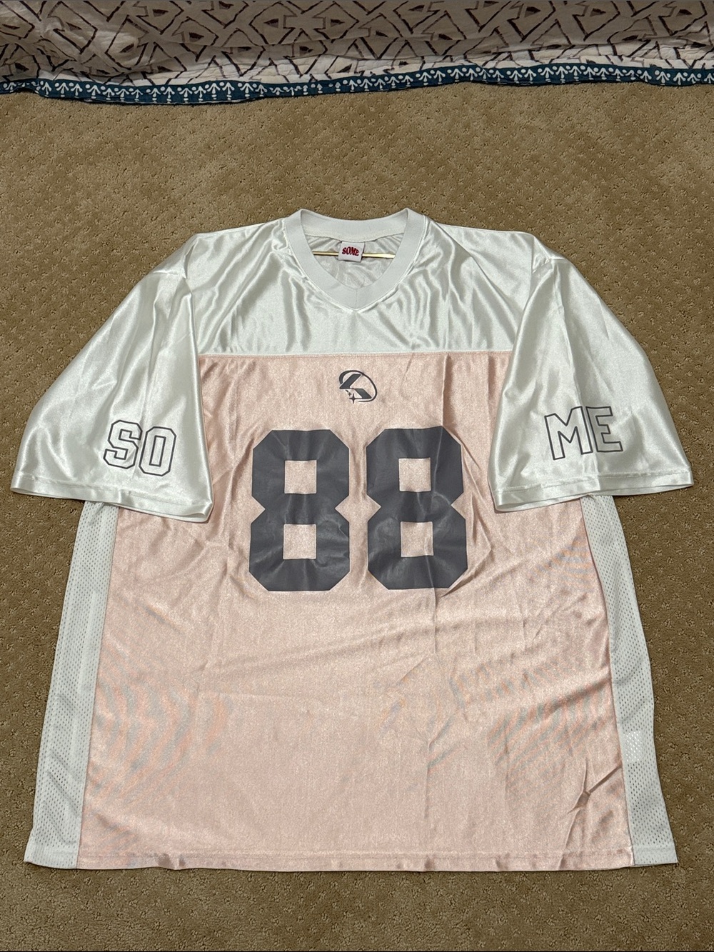 The Place Company 'Some' Sport Mesh Football Jersey, #88, Blush/White, Sz XL